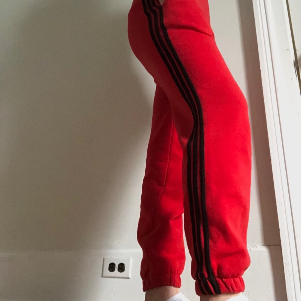 Red&Black Mens Adidas Track Pants